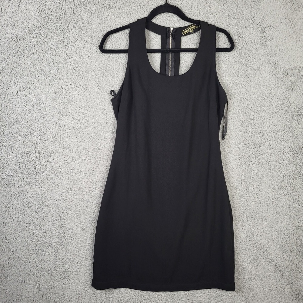 Love Stitch Womens Black Cage Back Exposed Zipper Mini Shift Dress Women's M